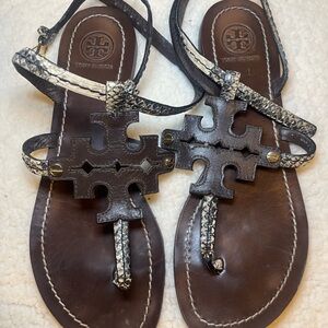Tory Burch snake skin sandals size 7 1/2.